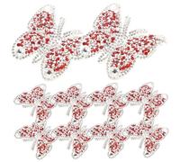 Abaodam Toppe Ricamate per Vestiti a Farfalla, Set 10 Pezzi 6x6 Cm Rosse, Toppe da Cucire Sul Retro Multifunzione per Cappotti, Borse e Zaini, Accessori per Riparazione e Decorazione