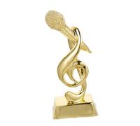 Abaodam Troféo Microfono Dorato per Gara di Canto e Concorso Host Decorazione da Tavolo Creativa con Note Musicali Premio e Artistico per Karaoke