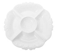 Abaodam Vassoio in Ceramica Diviso a Cinque Scomparti, Piatto Per Stuzzichini e Frutta Secca, Porta Dessert Bianco Leggero e Compatto Per Uso Domestico e Conservazione Pratica