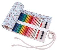 abaría Tessuto Astucci per 48 Matite Colorate, Tela Rotolo Astuccio, Sacchetto Della Matita, Gipsofila Blu