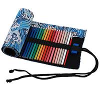 abaríaTessuto Astucci per 36 Matite Colorate, Tela Rotolo Astuccio, Sacchetto Della Matita, Onde Blu