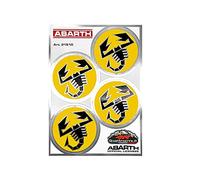 Abarth 21510 Adesivi Copriruota Ufficiali, 4 Loghi Scorpione Giallo, Diametro 48 mm