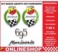 ABARTH 695 FUORISERIE KIT 4 FREGI IN METALLO SMALTATO E CROMATO ADESIVI