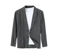 ABARTY Blazer da Uomo Cappotto Sportivo Casual Abito in Cotone-Lino Giacche Blazer Sfoderato Giacca Estiva Leggera A 2 Bottoni per Matrimonio Capispalla Formale per Il Tempo Libero Grigio L