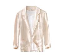 ABARTY Giacca Blazer da Uomo Giacca da Abito Casual Elegante A Righe in Lino vestibilità Slim Blazer da Abito A Due Bottoni Giacca Estiva Leggera Sfoderata Cappotto da Lavoro Sportivo da Lavoro Ca