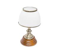 Relaxdays Lampada da Scrivania in Stile Antico Classico, Abat Jour da Lettura in Legno e Ottone, Illuminazione, Marrone
