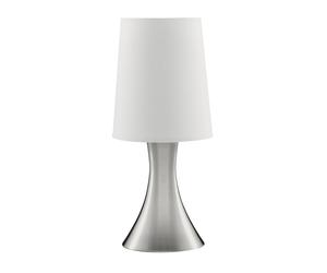 Abatjour Contemporaneo Tocco Acciaio Argento Tessuto Bianco 1 Luce E14