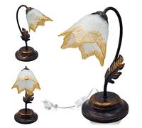 Abatjour lampada da Tavolo vetro antico vintage modernariato E14 interruttore [EEK: A]