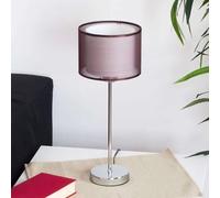 Abatjour moderna paralume tessuto tortora Da Tavolo comodino 1 Luce Perenz