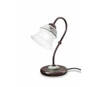 Abatjour rustica in metallo e ceramica decorata a mano Ceramico FERRARA H 28,5 cm Sp 23cm 15 cm peso 0,55 kg - Attacco Lampada E14 interno esterno, Bianco Vintage multicolor