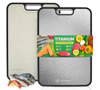 Abawi Nexus Tagliere in titanio, 40,6 x 28 cm, in puro titanio cristallizzato e paglia di grano, in PP, double-face, antiscivolo, lavabile in lavastoviglie, per cucina, barbecue, campeggio, tagliere