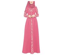 Abaya Abito da donna con stampa taglie forti cravatta in vita Medio Oriente etnico inserto in pizzo una linea maxi abiti abiti casual confortevole traspirante copertura completa abiti musulmani, 02