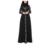 Abaya Abito da donna con stampa taglie forti cravatta in vita Medio Oriente etnico inserto in pizzo una linea maxi abiti abiti casual confortevole traspirante copertura completa abiti musulmani, 01