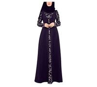 Abaya Abito da donna con stampa taglie forti cravatta in vita Medio Oriente etnico inserto in pizzo una linea maxi abiti abiti casual confortevole traspirante copertura completa abiti musulmani, 03