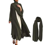 Abaya Abito da donna in chiffon tinta unita aperto sul davanti capispalla maxi abiti eleganti abiti larghi casual comodi abiti musulmani esterni traspiranti