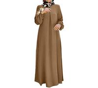 Abaya - Abito da donna in raso, tinta unita, a maniche lunghe, con cintura in vita, svasato, lungo, elegante, morbido, alla moda, casual, confortevole, traspirante, per preghiera musulmana, 02