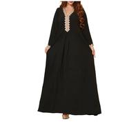 Abaya - Abito da donna musulmana, elegante, elegante, a maniche lunghe, con scollo a V, stampato, casual, abaya islamica