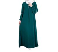 Abaya - Abito da donna musulmano a maniche lunghe, un pezzo, abito da preghiera, modesto, caftano da donna, lunghezza intera, abito da regalo per Ramadan, abito arabo, Verde, XXL