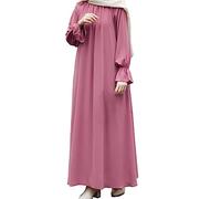 Abaya - Abito da donna musulmano a maniche lunghe, un pezzo, abito da preghiera, modesto, caftano donna, lunghezza intera, regalo per Ramadan, arabo, 41-rosso, M