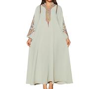 Abaya - Abito da donna musulmano a maniche lunghe, un pezzo, abito da preghiera, modesto, caftano donna, lunghezza intera, regalo per Ramadan, arabo, 81-verde chiaro, XL