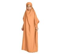 Abaya, abito da preghiera per bambini e ragazze, a maniche lunghe, abaya musulmana islamica, abito turco arabo, abbigliamento da preghiera per il Ramadan, 6-13 anni, arancione, 6-7 anni