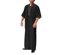 Abaya - Camicia da notte da uomo, musulmana, a maniche lunghe, in lino, etnica, con cappuccio, per l'Africa musulmana, Dubai Caftano, per gli uomini, taglie forti, a maniche lunghe, abito musulmano