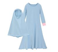 Abaya delle Neonate Islamiche Musulmane con Hijab a Figura Intera Robe Burka Maxi Little Kid Toddler Baby Girl Dresses#G