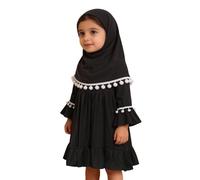 Abaya di preghiera islamica per ragazze musulmane caftano con Hijab Maxi abito per bambini più piccoli Ramadan Eid abbigliamento stile Dubai cardigan modesto set di 2 pezzi in chiffon abito con