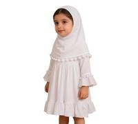 Abaya di preghiera islamica per ragazze musulmane caftano con Hijab Maxi abito per bambini più piccoli Ramadan Eid abbigliamento stile Dubai cardigan modesto set di 2 pezzi in chiffon abito con