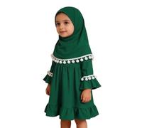 Abaya di preghiera islamica per ragazze musulmane caftano con Hijab Maxi abito per bambini più piccoli Ramadan Eid abbigliamento stile Dubai cardigan modesto set di 2 pezzi in chiffon abito con