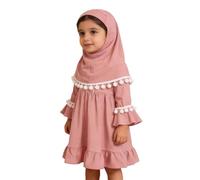 Abaya di preghiera islamica per ragazze musulmane caftano con Hijab Maxi abito per bambini più piccoli Ramadan Eid abbigliamento stile Dubai cardigan modesto set di 2 pezzi in chiffon abito con