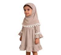 Abaya di preghiera islamica per ragazze musulmane caftano con Hijab Maxi abito per bambini più piccoli Ramadan Eid abbigliamento stile Dubai cardigan modesto set di 2 pezzi in chiffon abito con