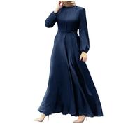 Abaya Donna Abiti Musulmani Retro Abbigliamento da Preghiera Per Donne Musulmani Caftano Dubai Ramadan Robe Medio Oriente Etnico Stile Saudito Arabo Abiti Islamici Arabi, 03# Blu, M