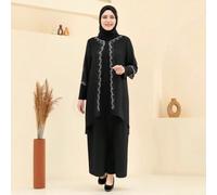 Abaya nera da donna con bordi in cristallo, stile islamico modesto, lunga veste araba per la primavera L,M,S,XL,XXLGraficoPoliestere,Tessuto intrecciato