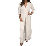 Abaya - Pantaloni da donna musulmana, camicia in chiffon britannico e vita alta, elegante, da sera, in cotone, Kurti Palazzo, set di abiti pakistani Eid, abbigliamento casual da ballo, 1A bianco, 4XL
