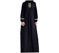 Abaya per Donne Musulmane - Abito Semplice per Preghiere, Ramadan, Jilbab - Stampato Islamico Nero M
