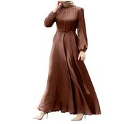 Abaya Turchia Islam Dubai Hijab Abito lungo in cabilene da donna a maniche lunghe, abito da preghiera da donna a maniche lunghe, abito da donna, O marrone, L