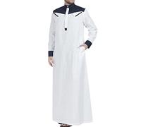 Abaya Uomo Abiti Musulmani Manica Lunga Zipper Abbigliamento Preghiera Per Uomini Retro Musulmano Caftano Dubai Robe Medio Oriente Etnico Saudita Arabo Afghano Robe Islamico Arabo, 03# blu navy, XXL