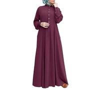 Abaya - Vestito da preghiera da donna con scollo rotondo, a maniche lunghe, tinta unita, islamico, musulmano, arabo, turco, ramadan, abito da preghiera islamico Ramadan, abito estivo da donna, Colore: