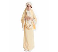 Abaya - Vestito da preghiera per bambini, a maniche lunghe, islamico, musulmano, arabo, turco, ramadan, lungo, abito da preghiera Hijab Full Cover e gonna, set di due pezzi, Dubai Katfan Robe