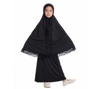 Abaya - Vestito da preghiera per bambini, a maniche lunghe, islamico, musulmano, arabo, turco, ramadan, lungo, abito da preghiera Hijab Full Cover e gonna, set di due pezzi, Dubai Katfan Robe