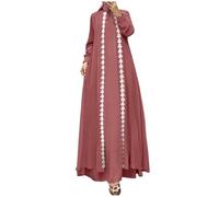 Abaya - Vestito lungo da donna musulmana, a maniche lunghe, con stampa etnica e stampa a tinta unita, per Ramadan Arabo Medio Oriente Islamico Abaya