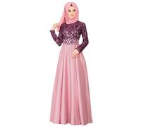 Abayas - Abito musulmano da donna, a maniche lunghe, per Eid Dubai, caftano per il Medio Oriente, abito da preghiera in chiffon, maxi arabo, burka, abiti islamici, abbigliamento Dubai Turchia,