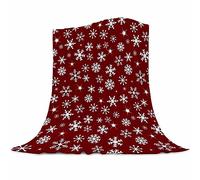 Abaysto, coperta natalizia con fiocchi di neve, rossa, leggera, accogliente, ultra morbida, in microfibra, per tutte le stagioni, per casa, camera da letto, divano, soggiorno, viaggi, 150 x 200 cm