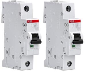 ABB 2CDS251001R0104 System Pro M - Interruttore automatico compatto in miniatura, unipolare, tipo C, corrente nominale 10 A, 88 x 17,5 x 69 mm (Confezione da 2)