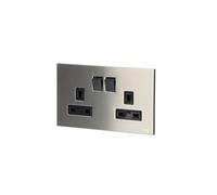 ABB Millenium -13A Socket (2 Gang; Doppia) - AM239147-ST 2G BS DP PRESA INTERRUTTURATA 13A - Acciaio inossidabile
