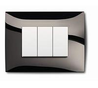 ABB Placca 3 Mod. Metal Black Lucido
