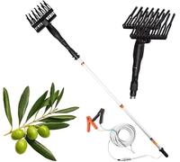 Abbacchiatore Elettrico per Olive 400W a Batteria 12V - Scuotitore Professionale con Asta Telescopica 3m, Rastrello Antibloccaggio in ABS, Cavo 12m - Leggero e Robusto per Raccolta Olive