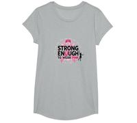 Abbastanza Forte da Indossare Il Rosa: consapevolezza del Cancro al Seno Maglietta, Ragazze, Grigio Melange, XS