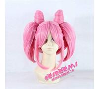 Abbastanza Soldier Sailor Moon Chibi Usa lungo rettilineo Cosplay per le donne Femminile sintetico parrucca capelli Due Coda di cavallo e Bun rosa corta